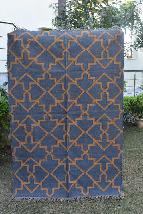 Boho Wool Jute Runner Neutral Handmade Rug for Living Room or Bedroom Flatweave Hallway Decor Geometric Flatweave Rug Eco-Friendly Decor