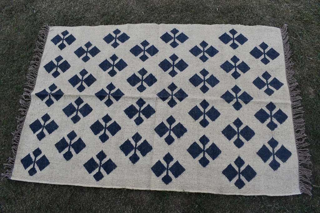 Wool & Jute Kilim Rug Bohemian Flatweave Carpet for Living Room Indian Handcrafted Wool and Jute Kilim Rug For Home Decor Living Room Area