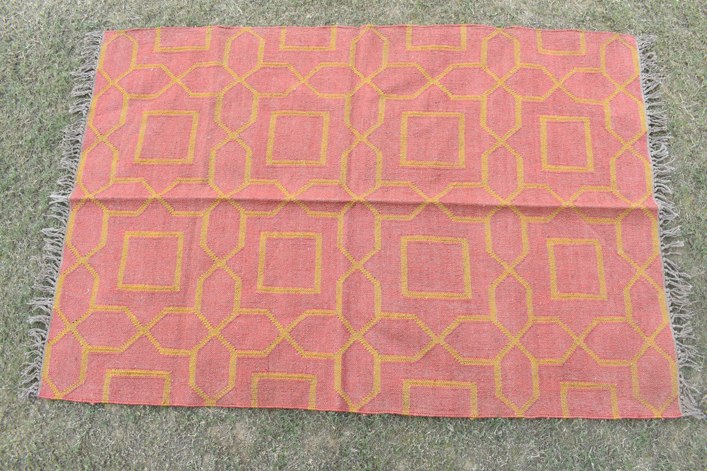 Traditional Handwoven Kilim Rug Wool Jute Tribal Medallion Pattern Boho Vintage Reversible Flat Weave Carpet Bohemian Runner Rug