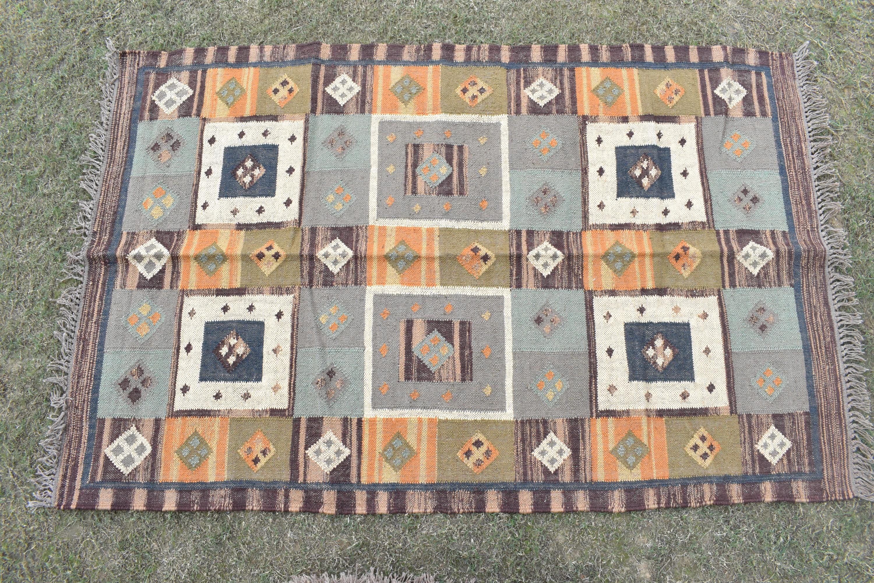 Handmade Wool Jute Kilim Rugs Traditional Indian Runner Dhurrie Hallway Stair Runner Rug | Modern Tribal Area Rug Housewarming Gifts