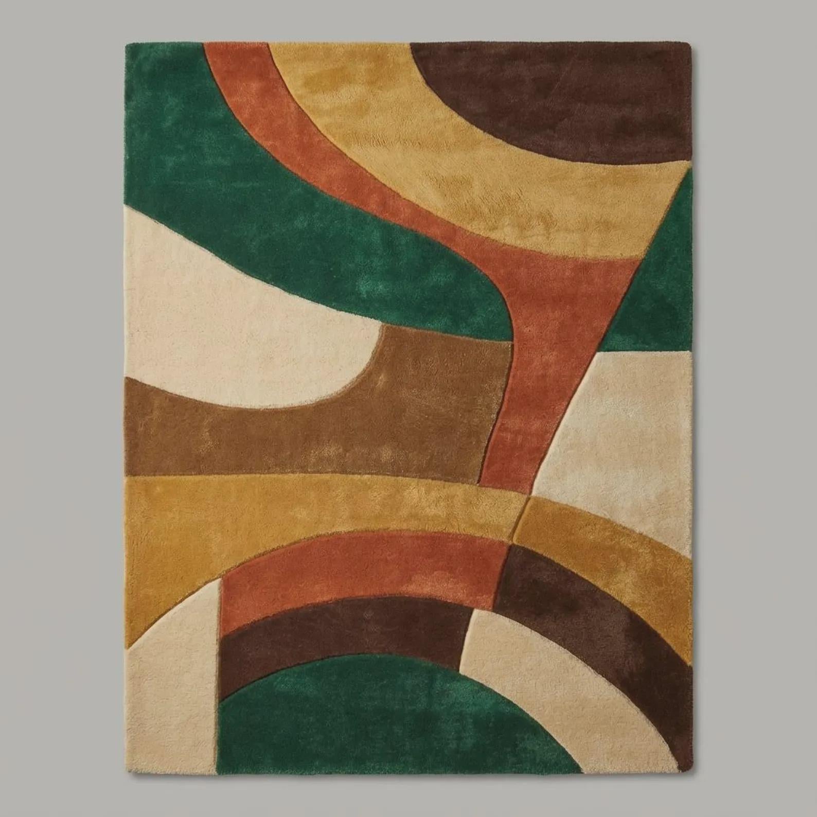 Mid Century Modern Abstract Retro Area Rug – Modern Geometric Design