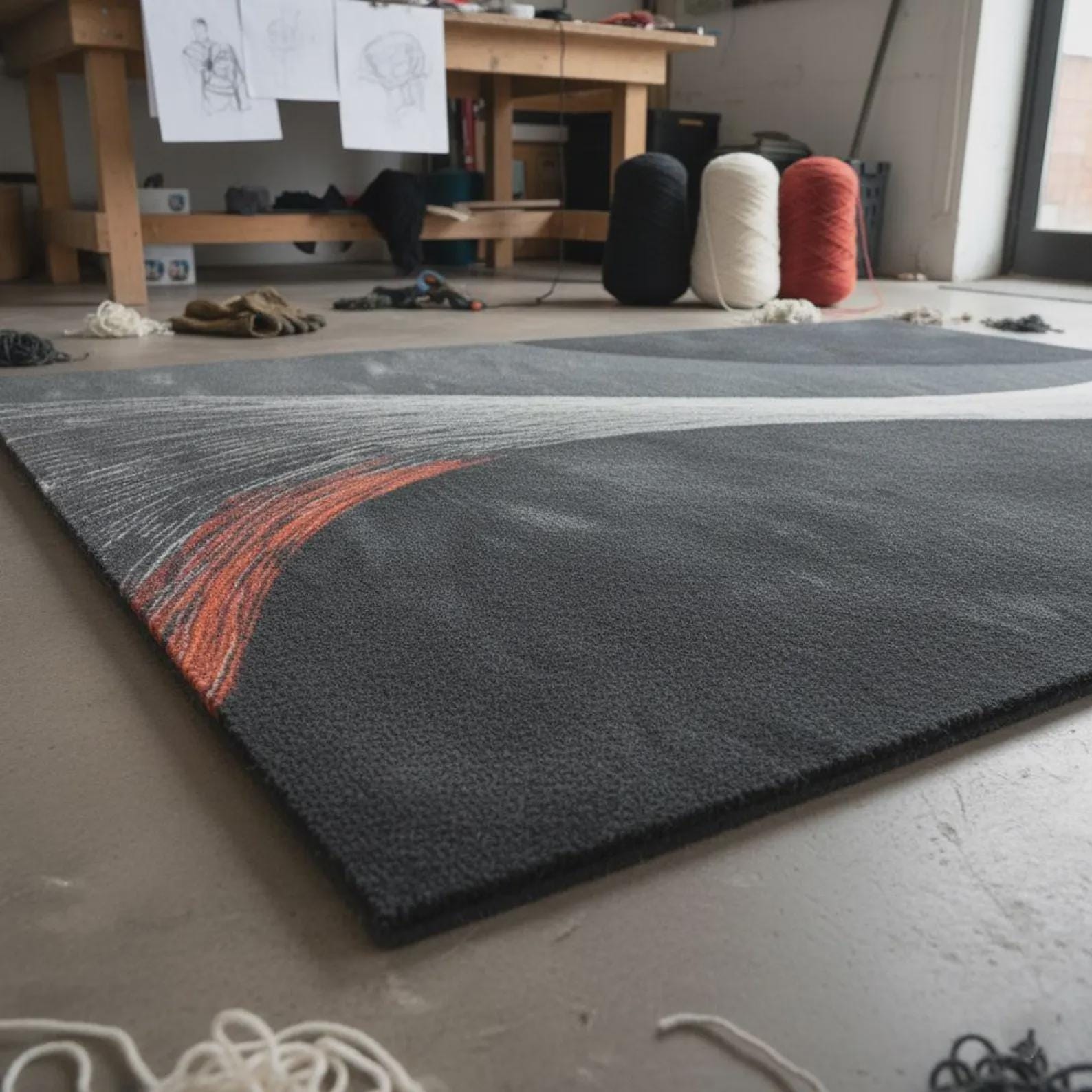 Grey Hand-Tufted Geometric Rug | Modern Abstract Block Design