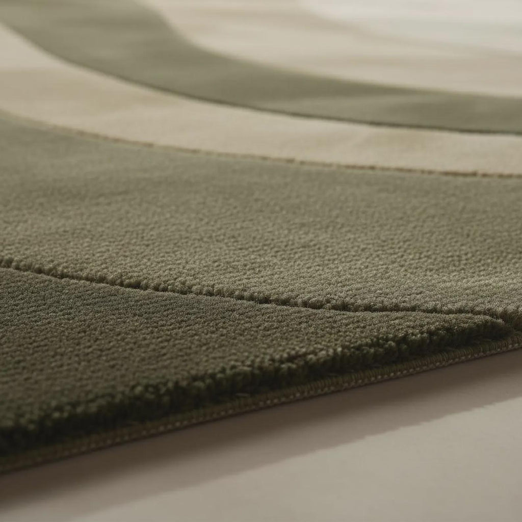 Handmade Wool Area Rug – Earthy Neutral Abstract Wavy Design