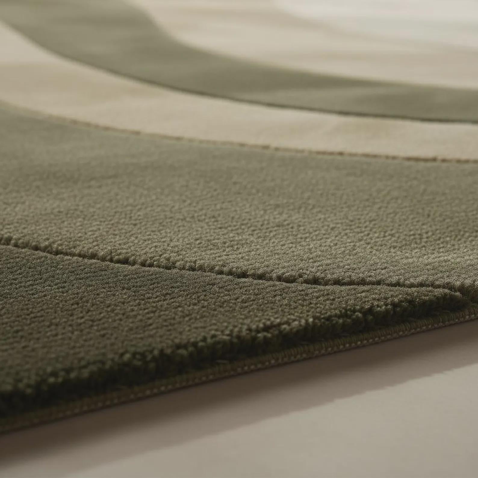 Handmade Wool Area Rug – Earthy Neutral Abstract Wavy Design