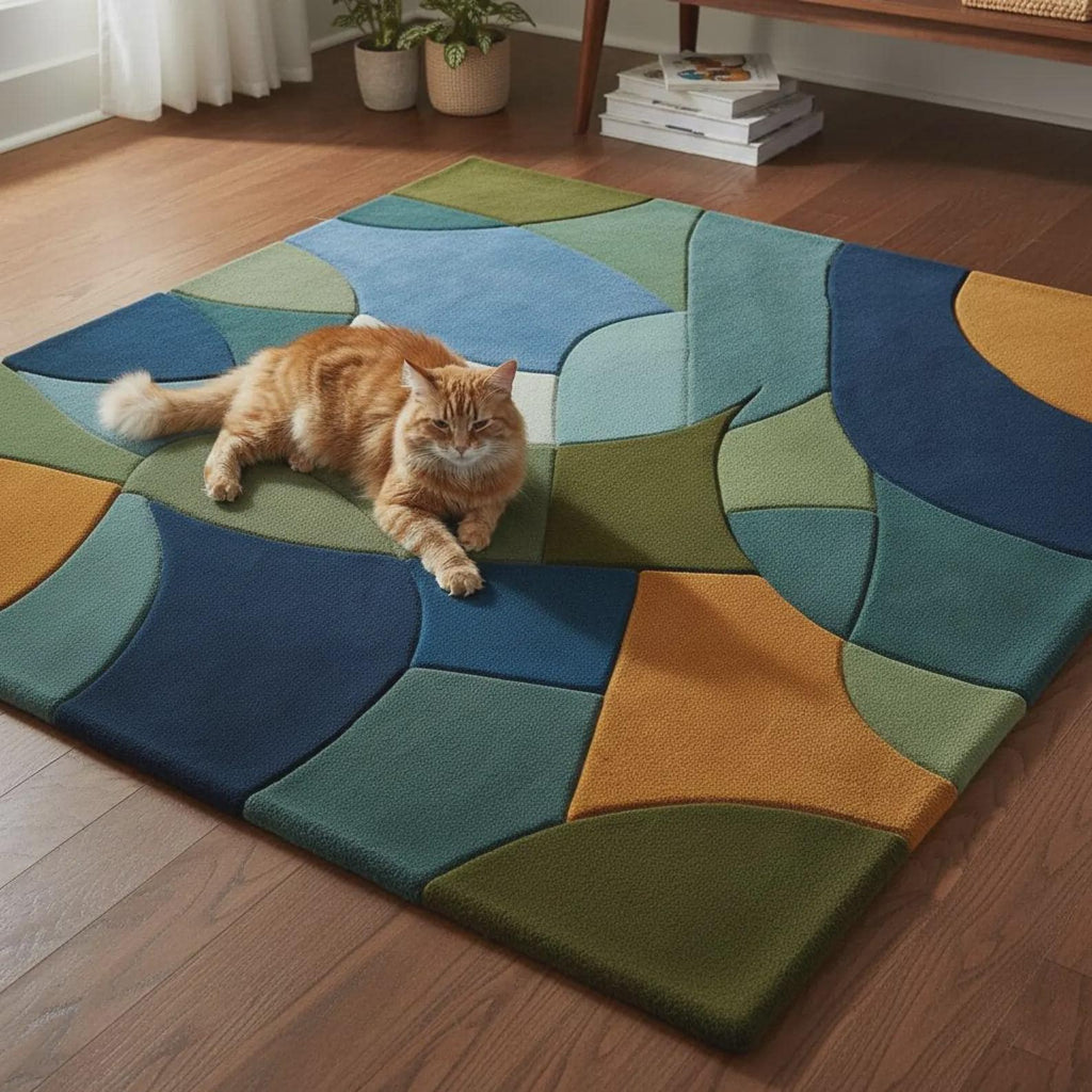 Hand-Tufted Geometric Area Rug, Modern Abstract Design