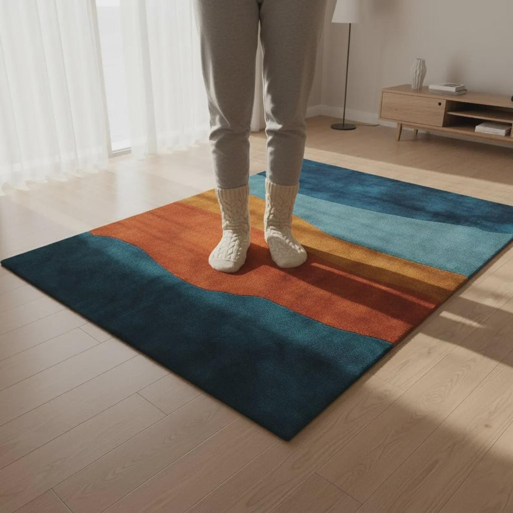 Modern Blush Geometric Rug, Hand Tufted Multicolor Area Carpet for Living Room, Nursery & Kids Room
