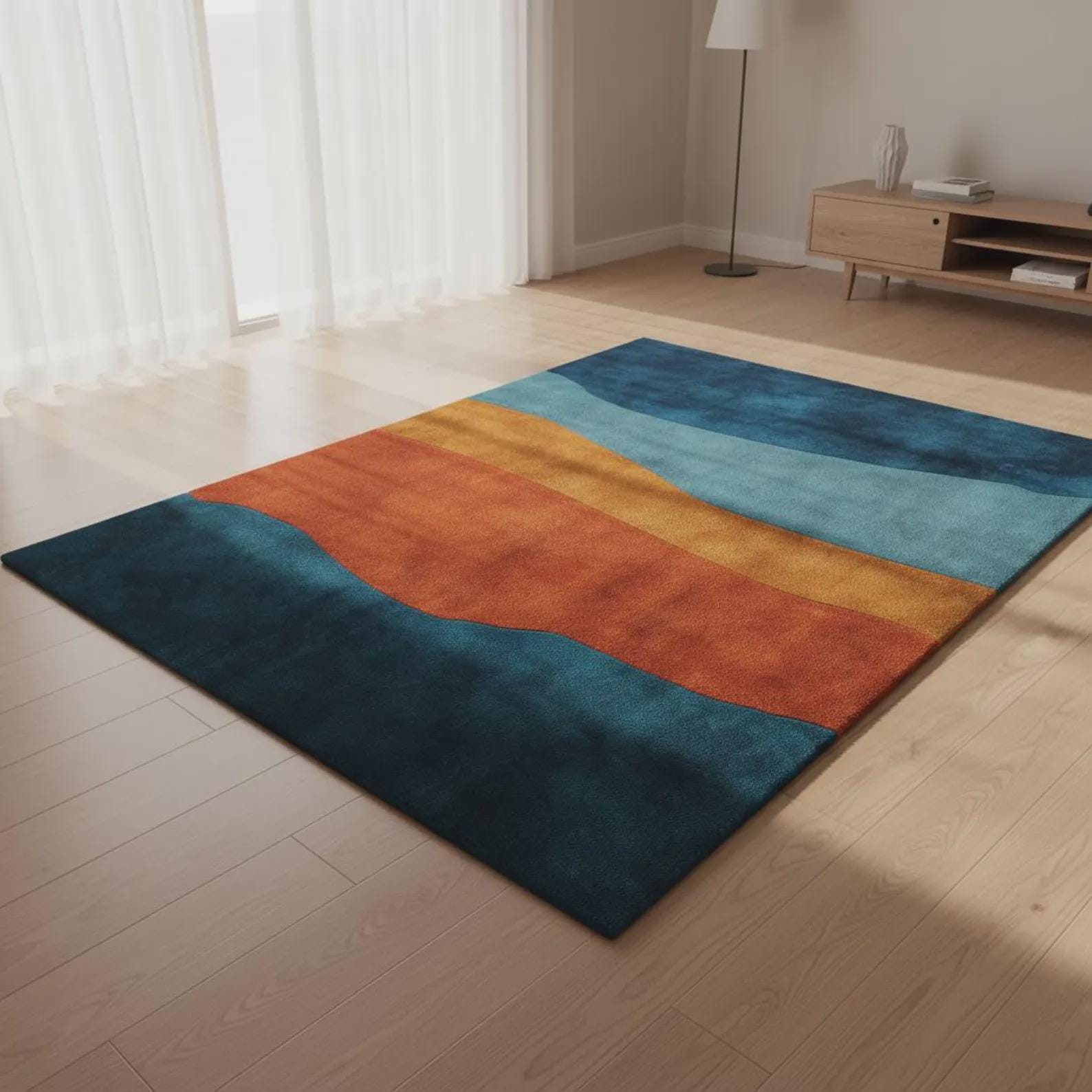 Modern Blush Geometric Rug, Hand Tufted Multicolor Area Carpet for Living Room, Nursery & Kids Room