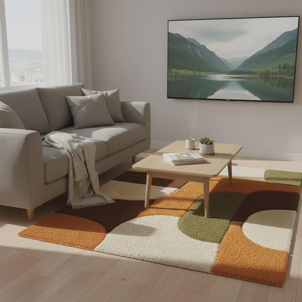 Hand Tufted Rug, Contemporary Geometric Area Rug, Multicolor Carpet for Kids & Living Room