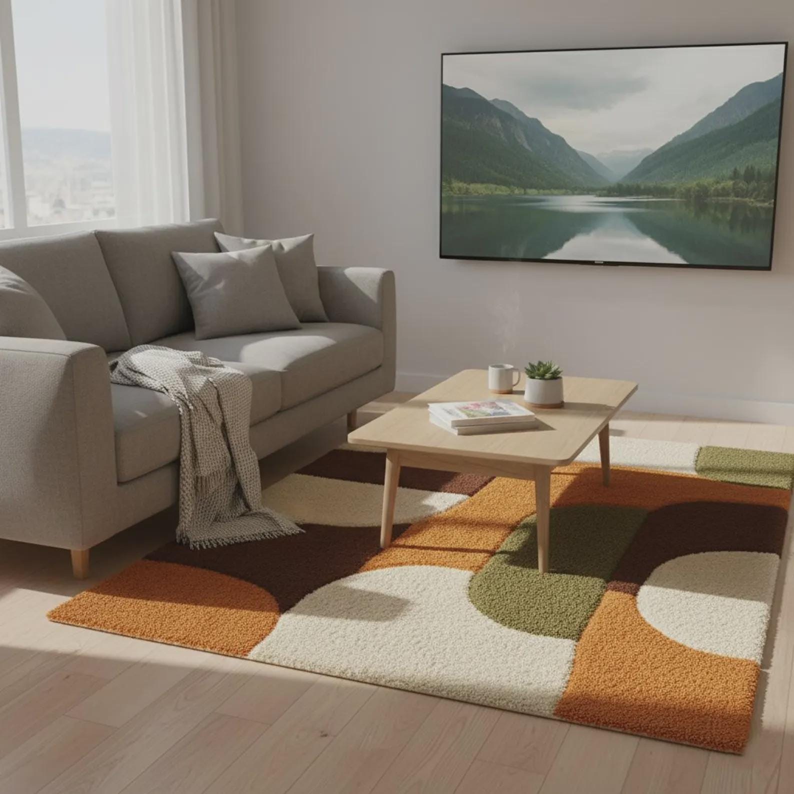 Hand Tufted Rug, Contemporary Geometric Area Rug, Multicolor Carpet for Kids & Living Room