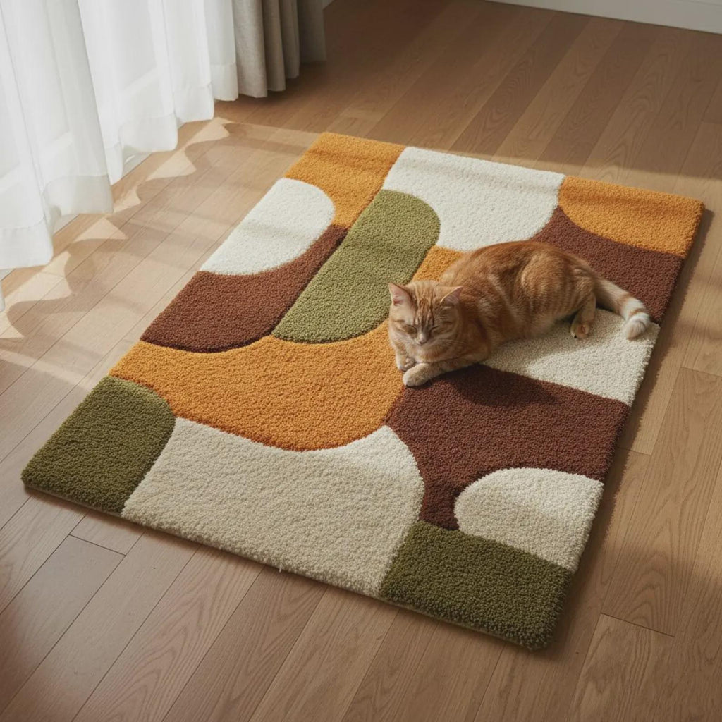 Hand Tufted Rug, Contemporary Geometric Area Rug, Multicolor Carpet for Kids & Living Room