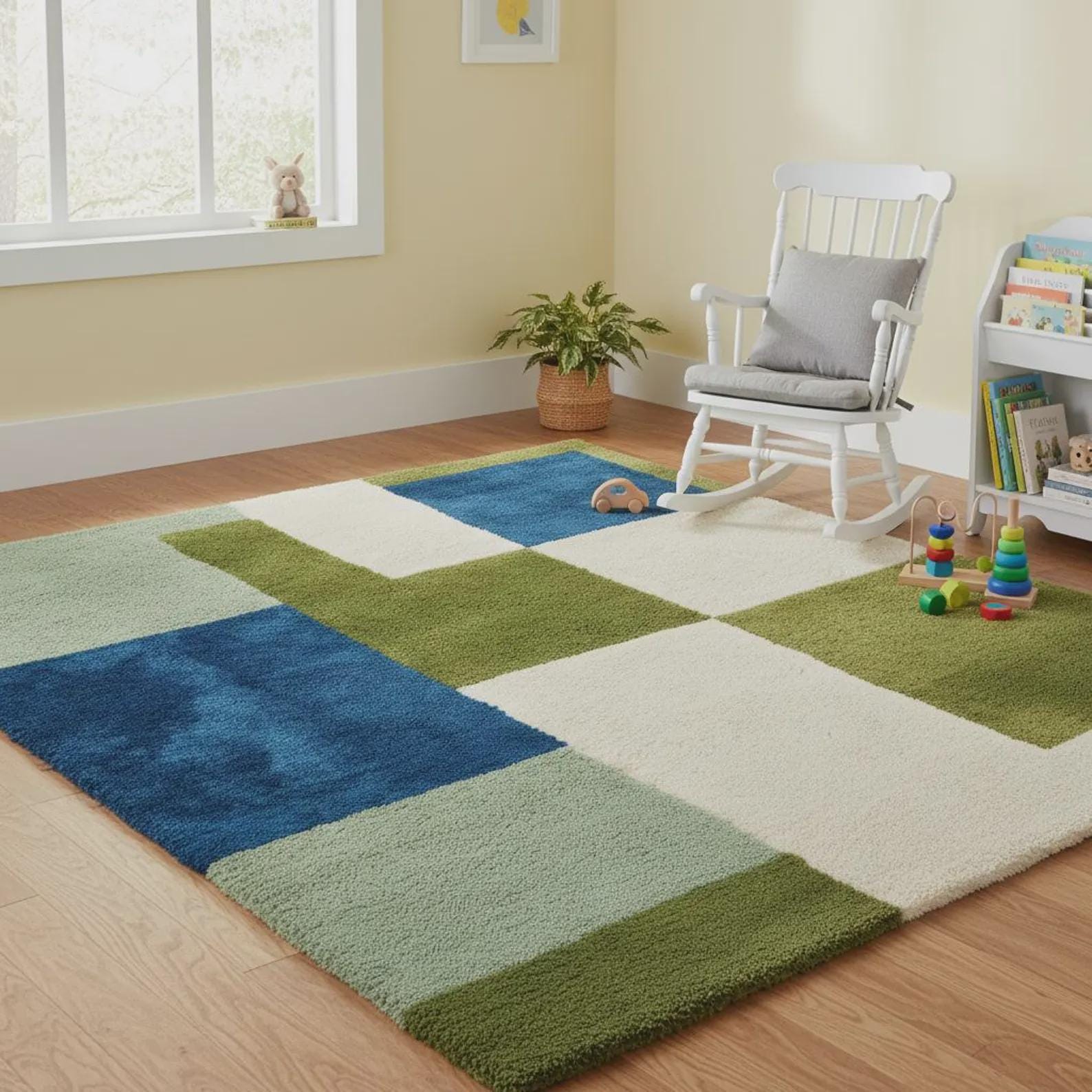 Modern Hand Tufted Blush Rug, Multicolor Geometric Area Rug for Living Room, Dining & Kids Space