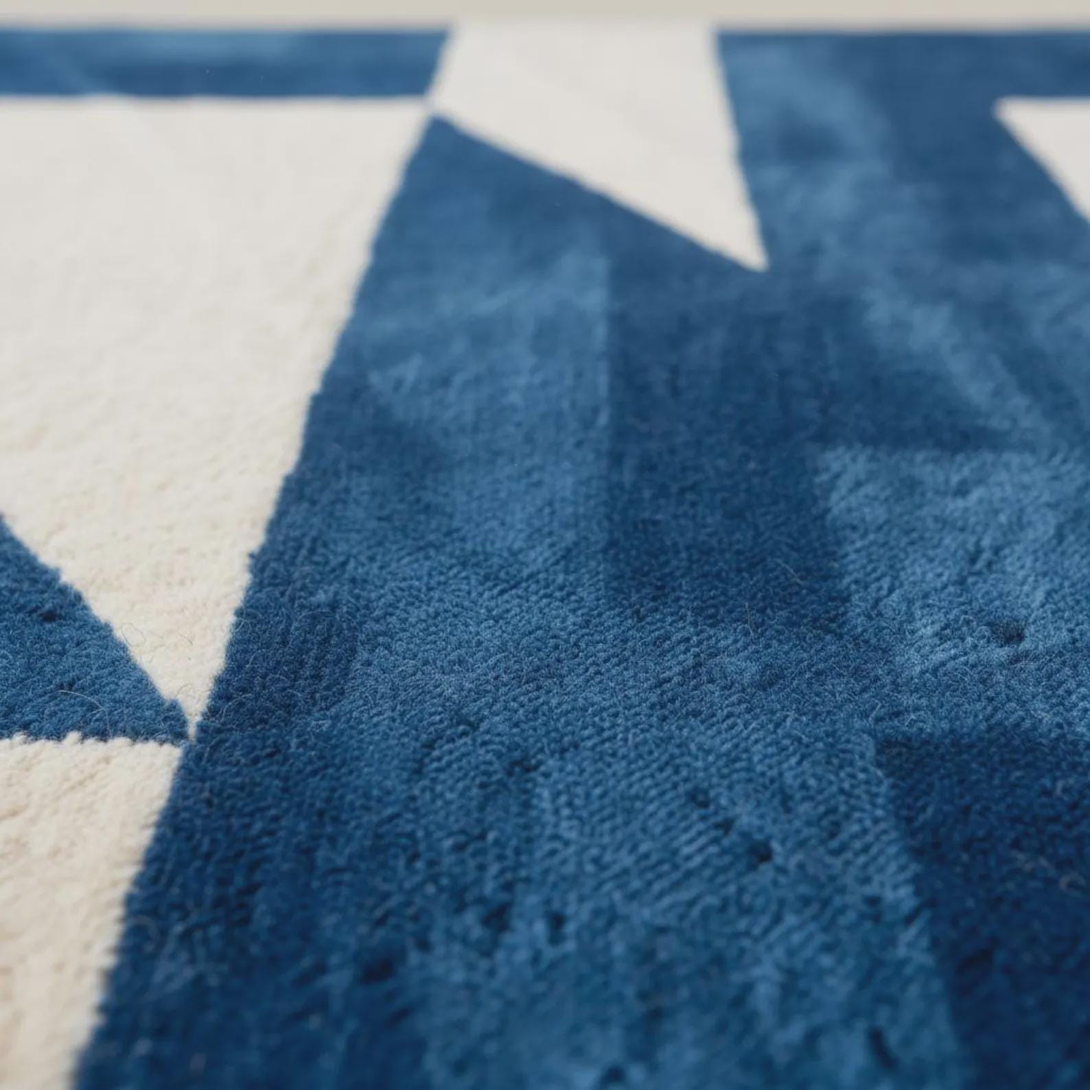 Blue Geometric Blush Area Rug, Hand Tufted Modern Carpet, Soft Multicolor Rug for Home & Nursery