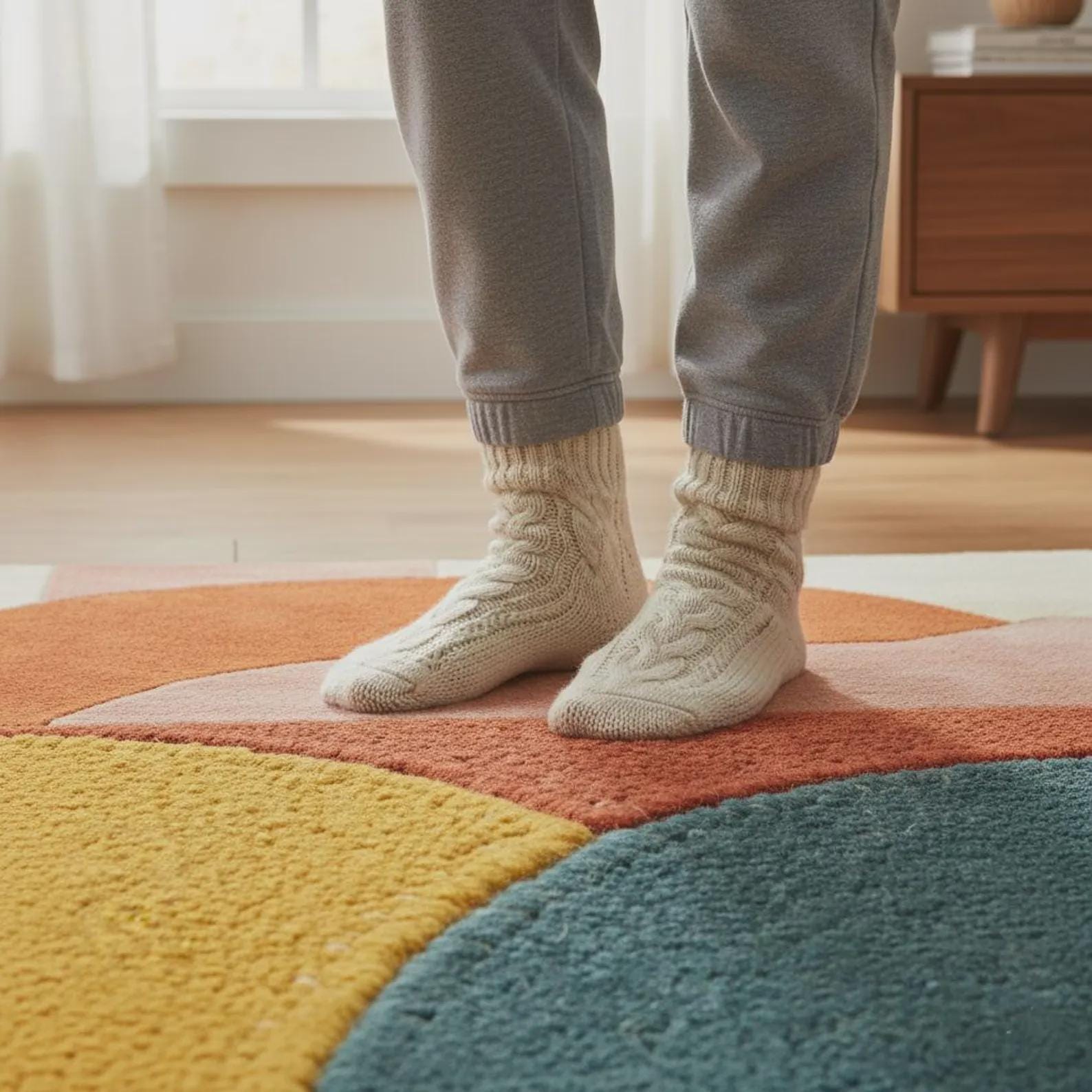 Colorful Wool Area Rug | Mid Century Modern Geometric Color Block | Contemporary Carpet