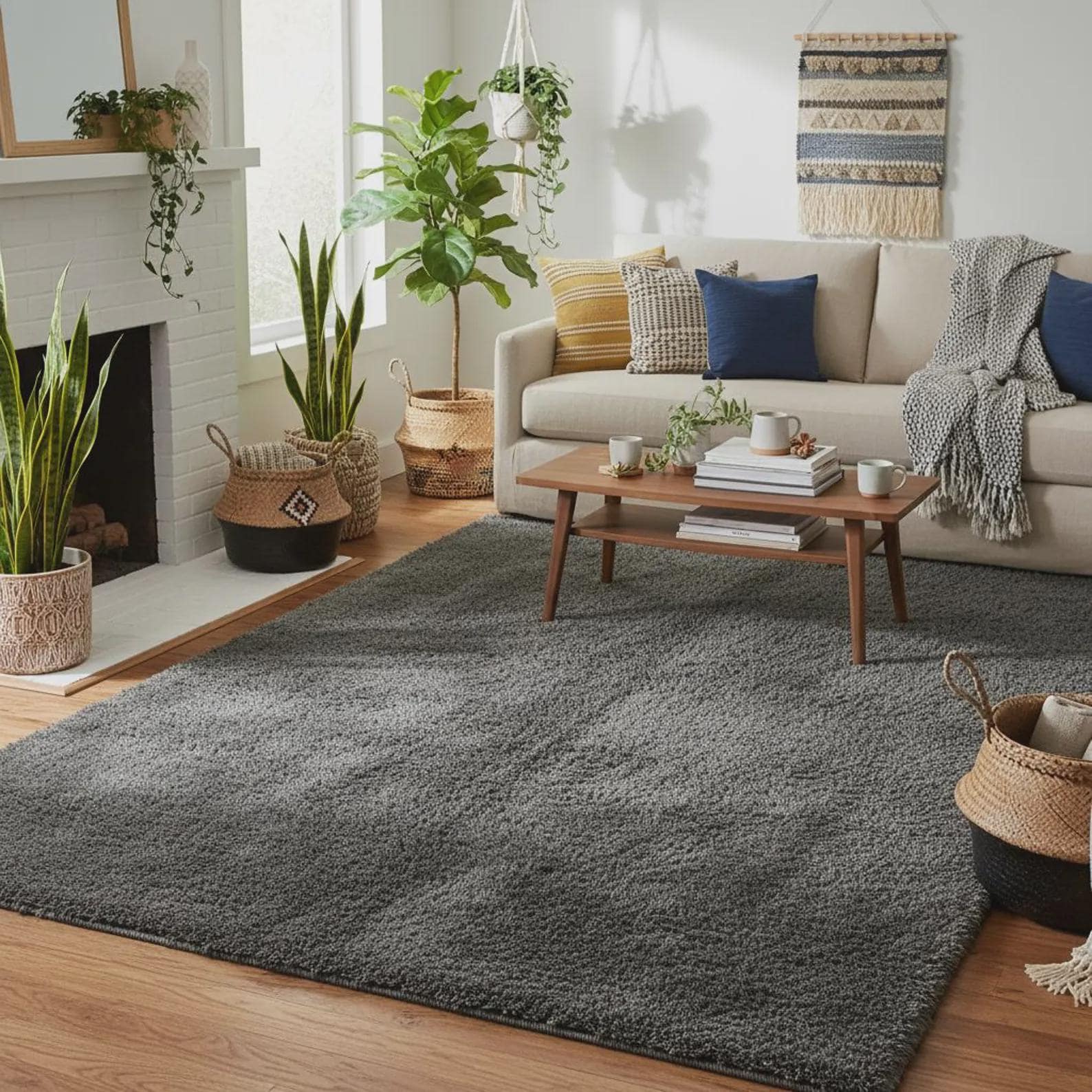 Hand Tufted Solid Olive Green Wool Rug – Minimalist Home Decor