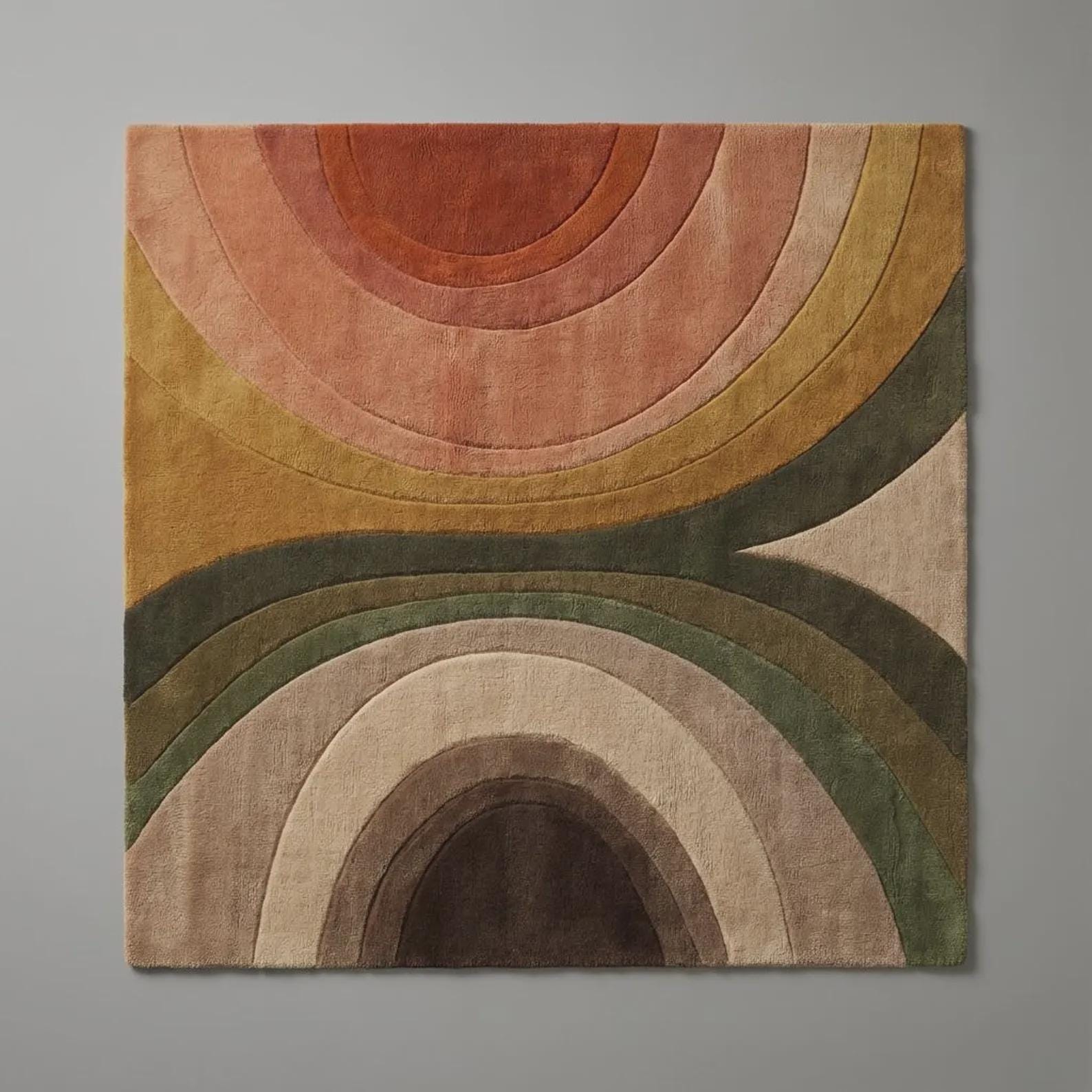 Hand-Tufted Wool Rug | Retro Wavy Color-Block Design