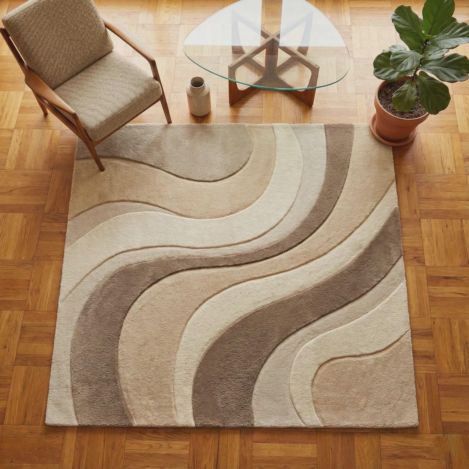 Geometric Handmade Tufted Rug, Contemporary Area Rug, Multicolor Carpet for Kids & Living Room