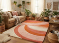 Pink Hand-Tufted Geometric Area Rug, Modern Multicolor Design