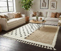 Handmade Beni Ourain Rug, Beige White Moroccan Dotted Rug, Custom Size Berber Wool Carpet, Luxury Home Decor Rug Traditional Berber Rug