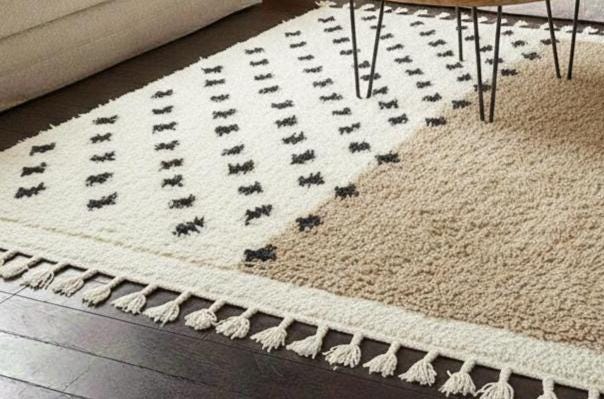 Handmade Beni Ourain Rug, Beige White Moroccan Dotted Rug, Custom Size Berber Wool Carpet, Luxury Home Decor Rug Traditional Berber Rug