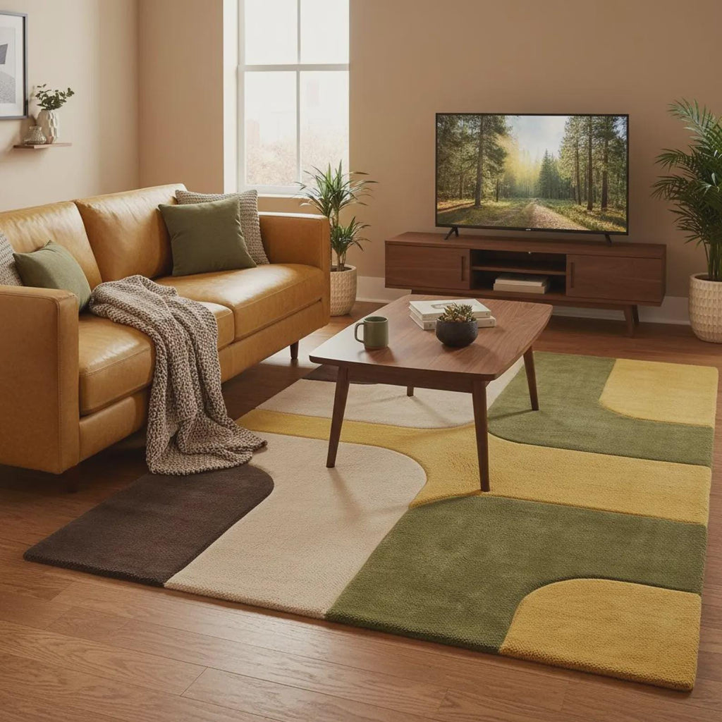 Hand-Tufted Wool Rug | Modern Abstract Wavy Design