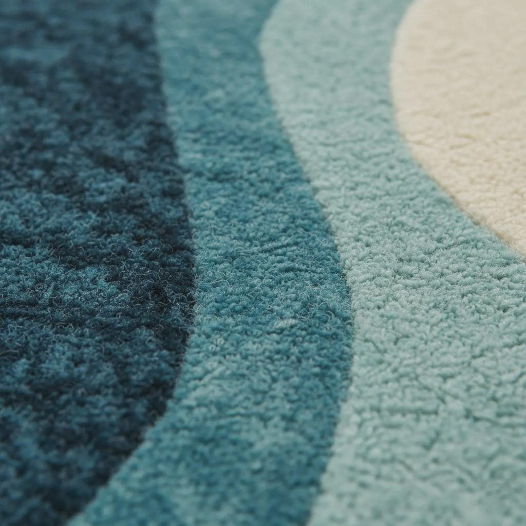 Wavy Hand Tufted Wool Area Rug, Modern Geometric Design