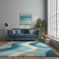 Wavy Hand Tufted Wool Area Rug, Modern Geometric Design