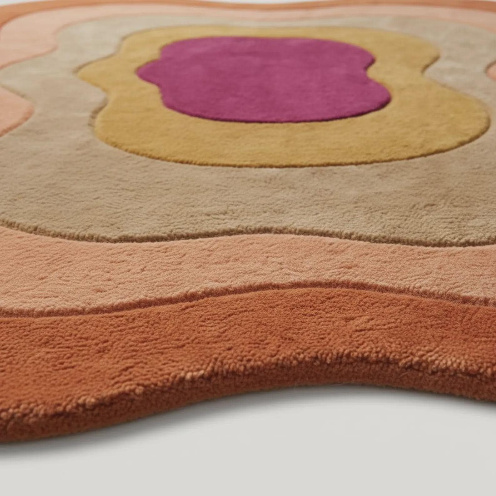 Curved Multicolor Irregular Organic Shape Area Rug | Modern Abstract Wavy Rug