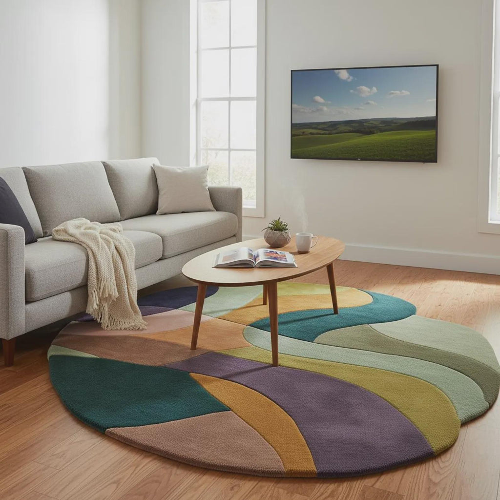 Organic Shape Abstract Rug | Wavy Pattern, Modern Statement Area Teppich | Irregular Abstract Area Rug
