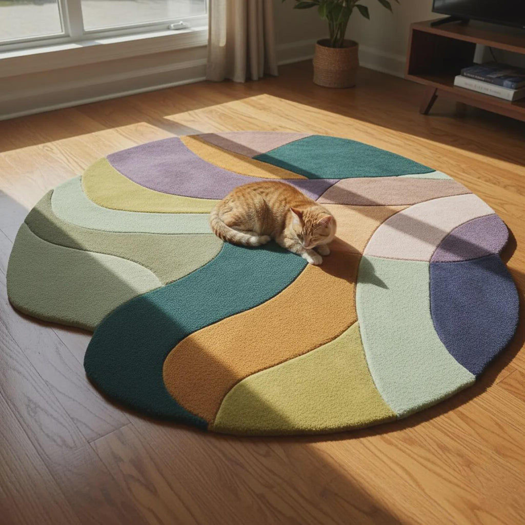 Organic Shape Abstract Rug | Wavy Pattern, Modern Statement Area Teppich | Irregular Abstract Area Rug