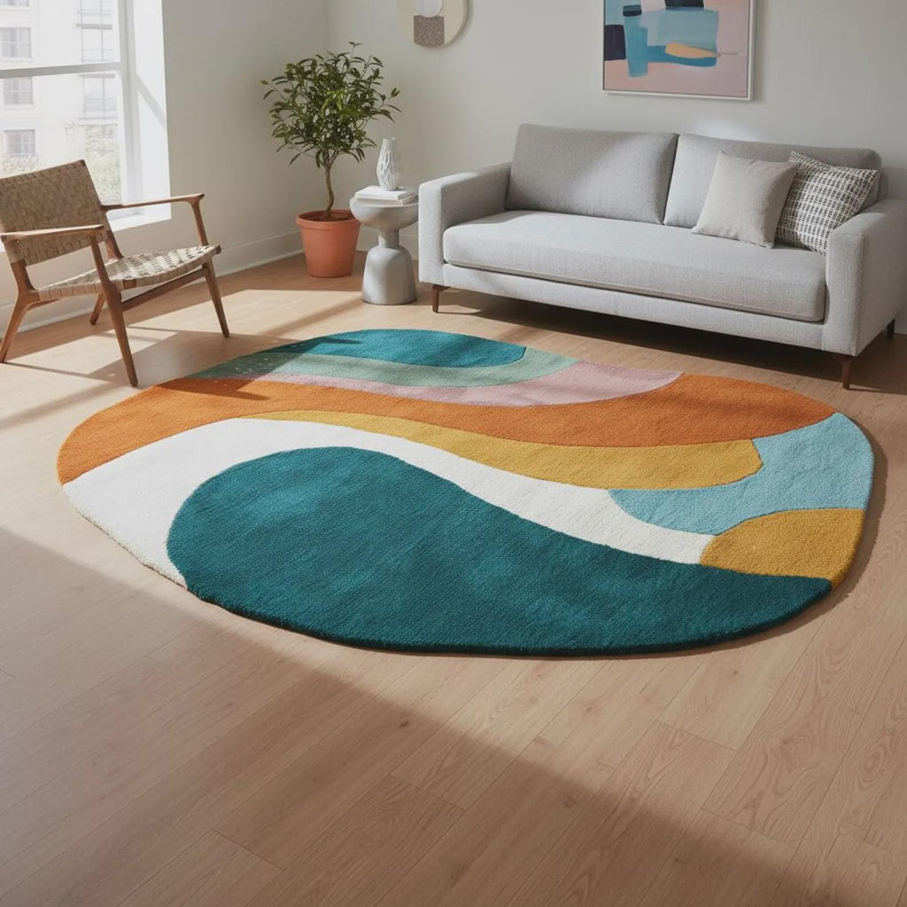 Hand-Tufted Abstract Rug | Modern Geometric Block Design