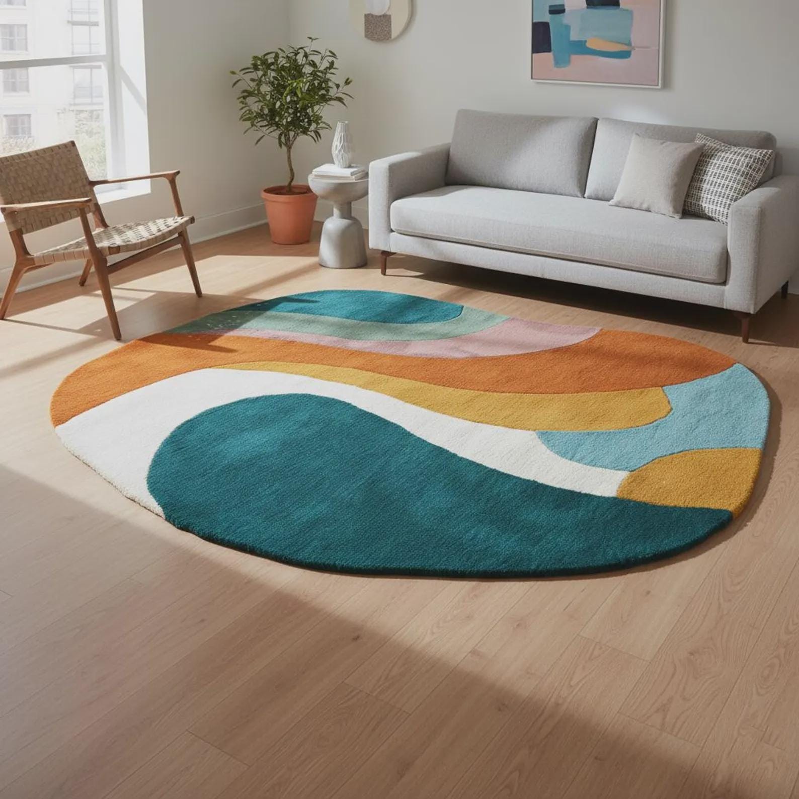 Hand-Tufted Abstract Rug | Modern Geometric Block Design