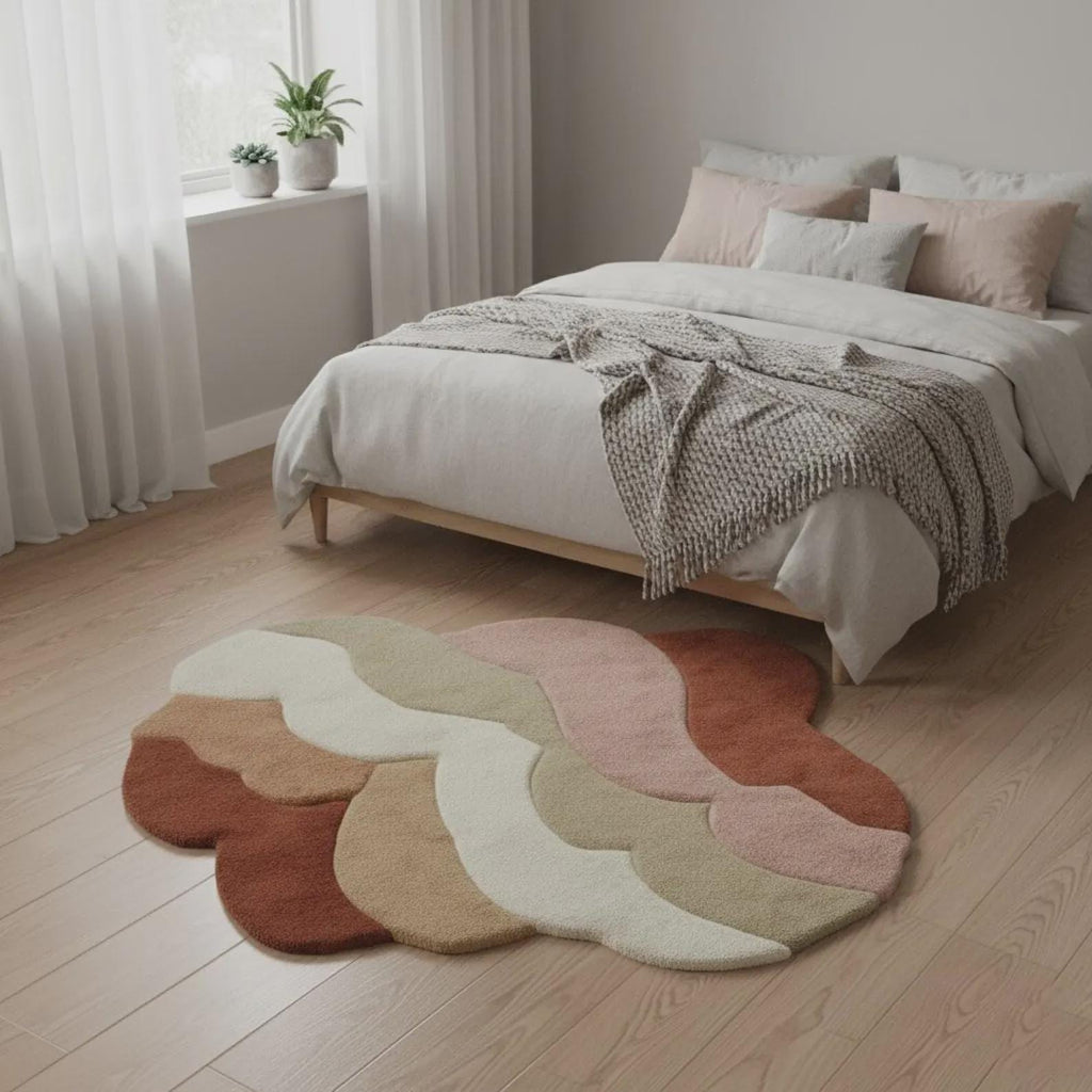 Mid Century Modern Abstract Rug, Artistic Statement Teppich, Abstract Organic Shape