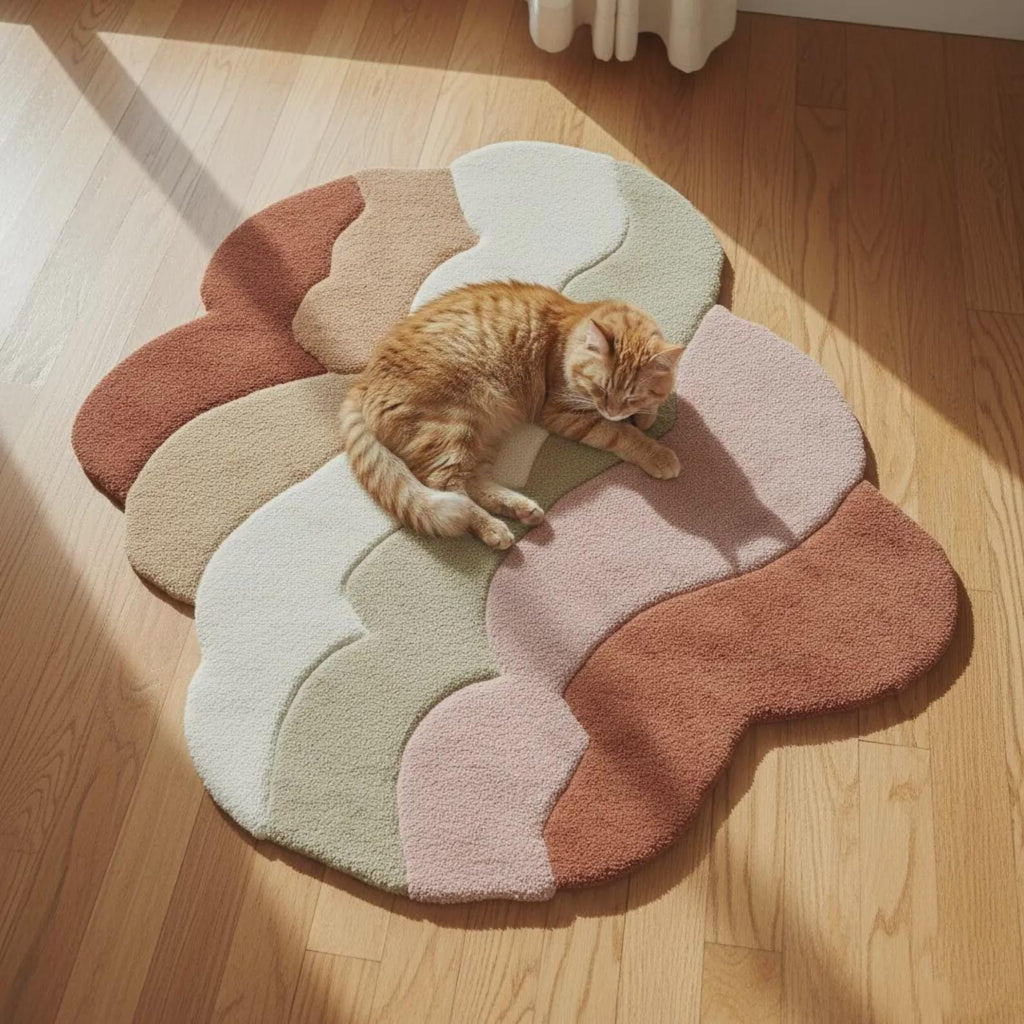 Mid Century Modern Abstract Rug, Artistic Statement Teppich, Abstract Organic Shape