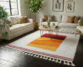 Handmade Custom Beni Ourain Rug, Ivory and Mustard Moroccan Wool Area Carpet, Bohemian Home Decor Minimalist Moroccan Rug