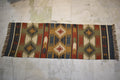 Handwoven Wool & Jute Kilim Runner Rug | Tribal Geometric Pattern | Natural Eco-Friendly Boho Rug | Rustic Hallway Carpet
