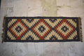 Handwoven Wool & Jute Kilim Runner Rug | Tribal Diamond Pattern | Rustic Boho Hallway Runner | Natural Flatweave Rug