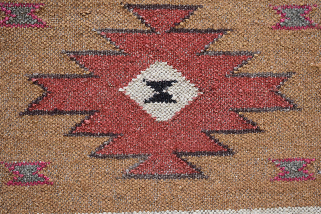 Boho Wool & Jute Kilim Runner | Earthy Hallway Rug | Rustic Rug | Handwoven Tribal Carpet