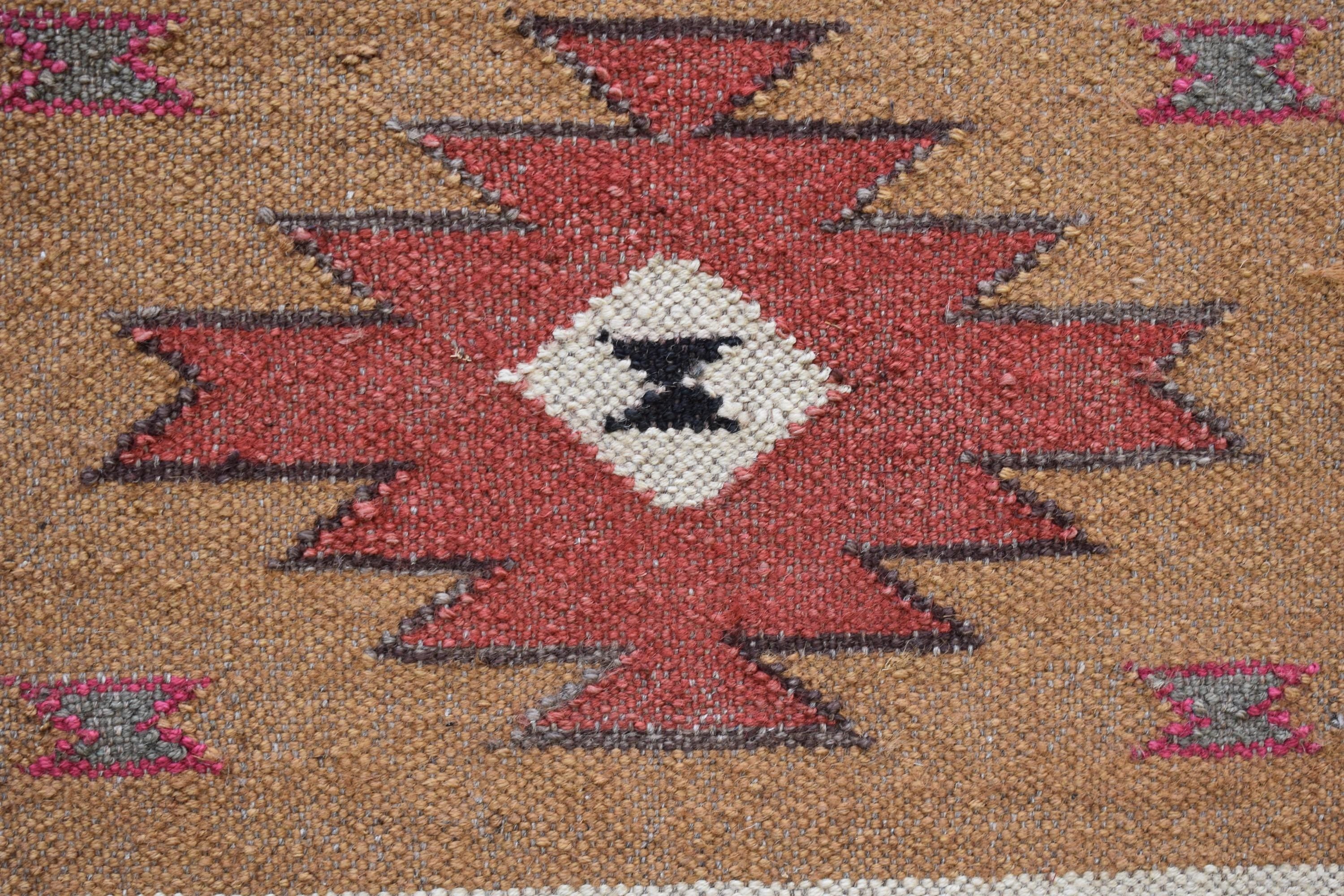 Boho Wool & Jute Kilim Runner | Earthy Hallway Rug | Rustic Rug | Handwoven Tribal Carpet