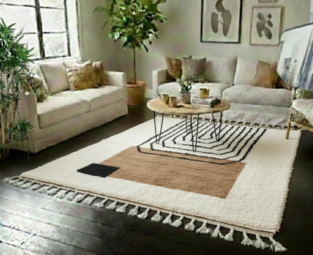 Handmade Moroccan Wool Rug, White Berber Rug, Boho Area Rug, Custom Beni Style Carpet, Soft Nursery & Bedroom Rug