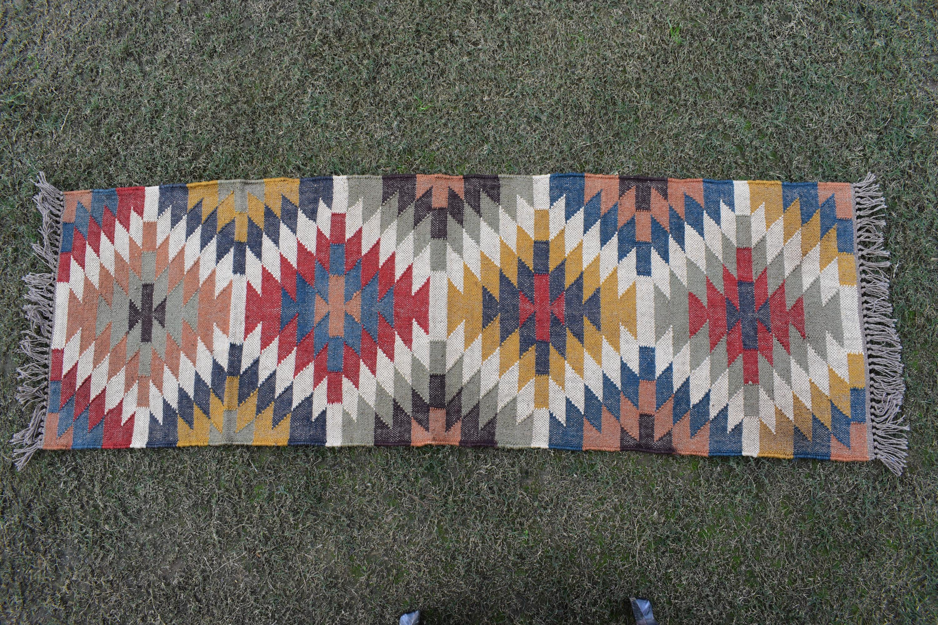 Handmade Wool Jute Kilim Rugs Traditional Indian Runner Dhurrie Hallway Stair Runner Rug | Housewarming Gifts Free Express Delivery