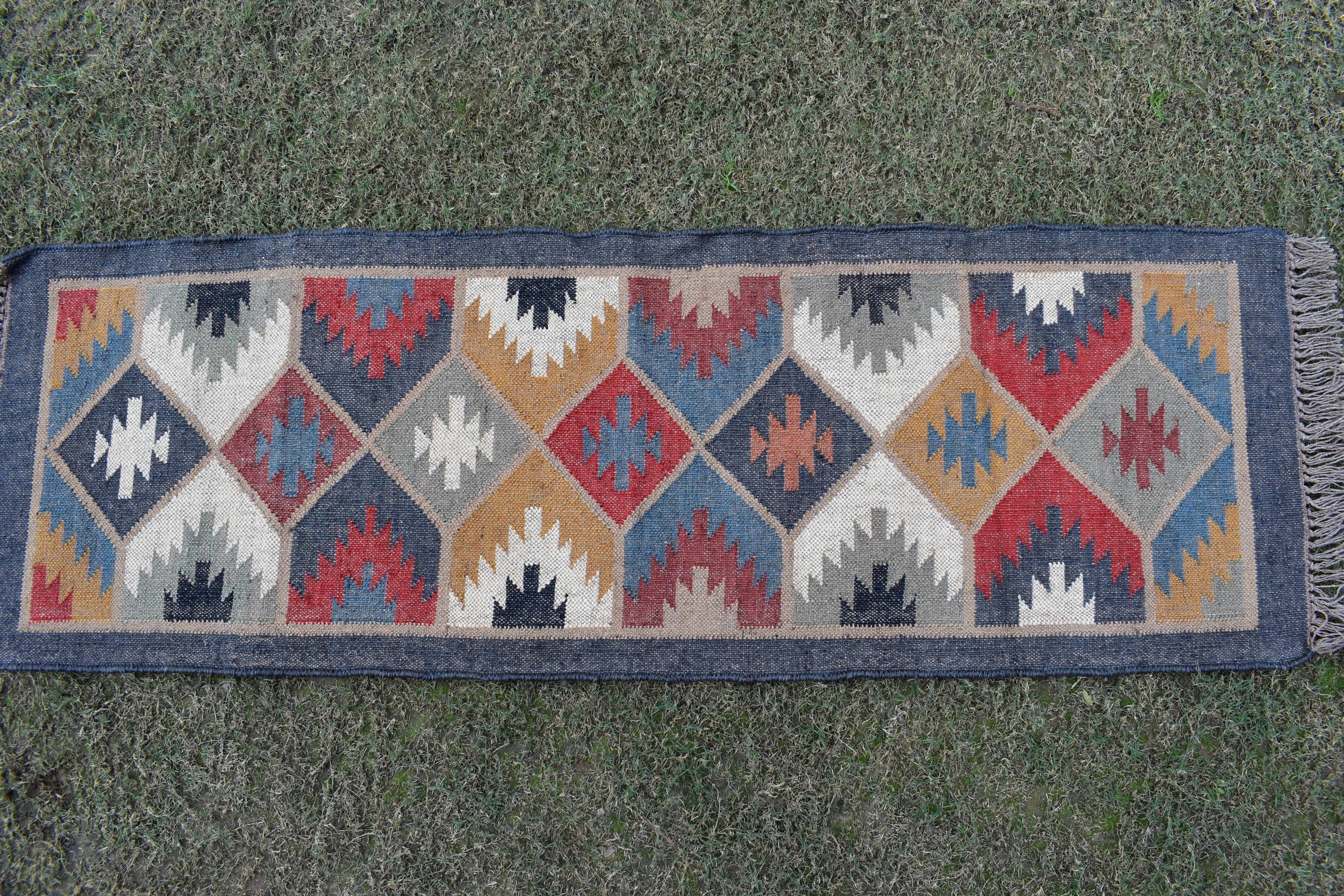 Kilim Runner Handwoven Navajo Kilim Rug Handmade Kilim Dhurrie Rug Motifs, Oriental |  Traditional Indian Geometric Kilim Runner Custom Rug
