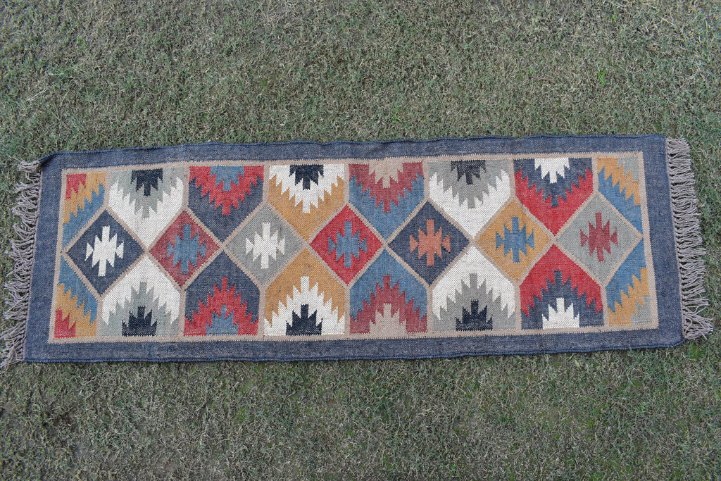Kilim Runner Handwoven Navajo Kilim Rug Handmade Kilim Dhurrie Rug Motifs, Oriental |  Traditional Indian Geometric Kilim Runner Custom Rug