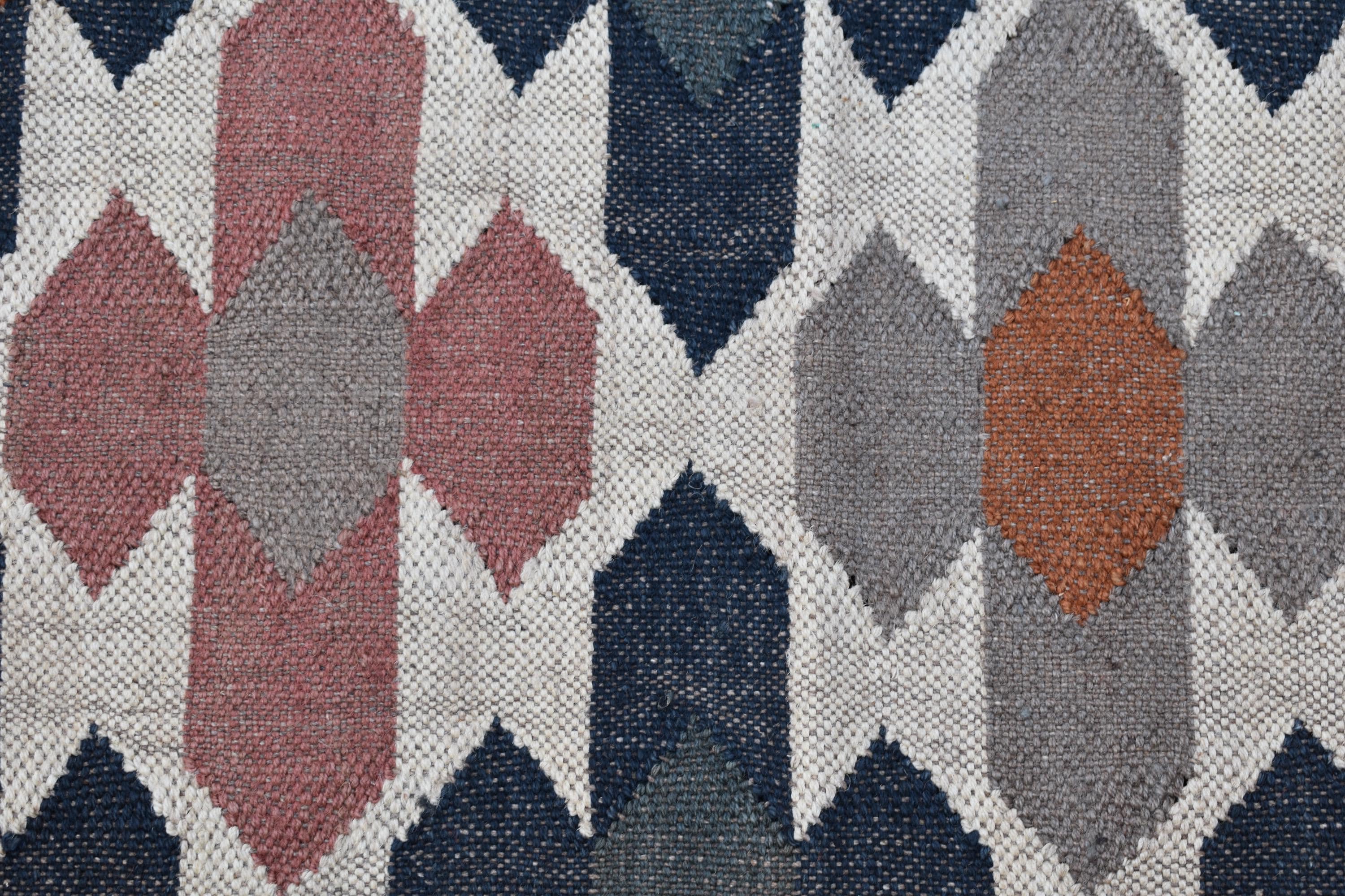 Natural Kilim Runner Rug Colorful Geometric Wool Jute Runner | Boho Tribal Hallway Rug | Flat Weave Style Runner