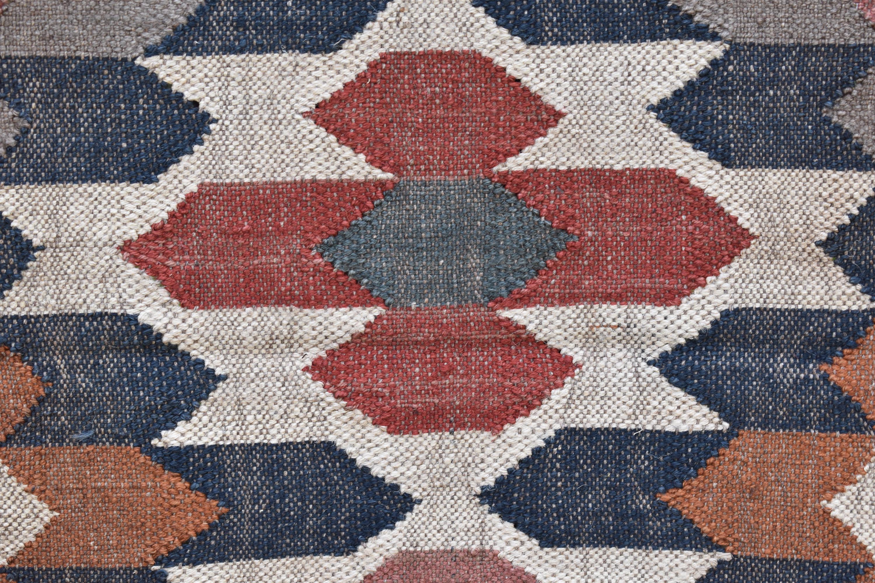 Natural Kilim Runner Rug Colorful Geometric Wool Jute Runner | Boho Tribal Hallway Rug | Flat Weave Style Runner