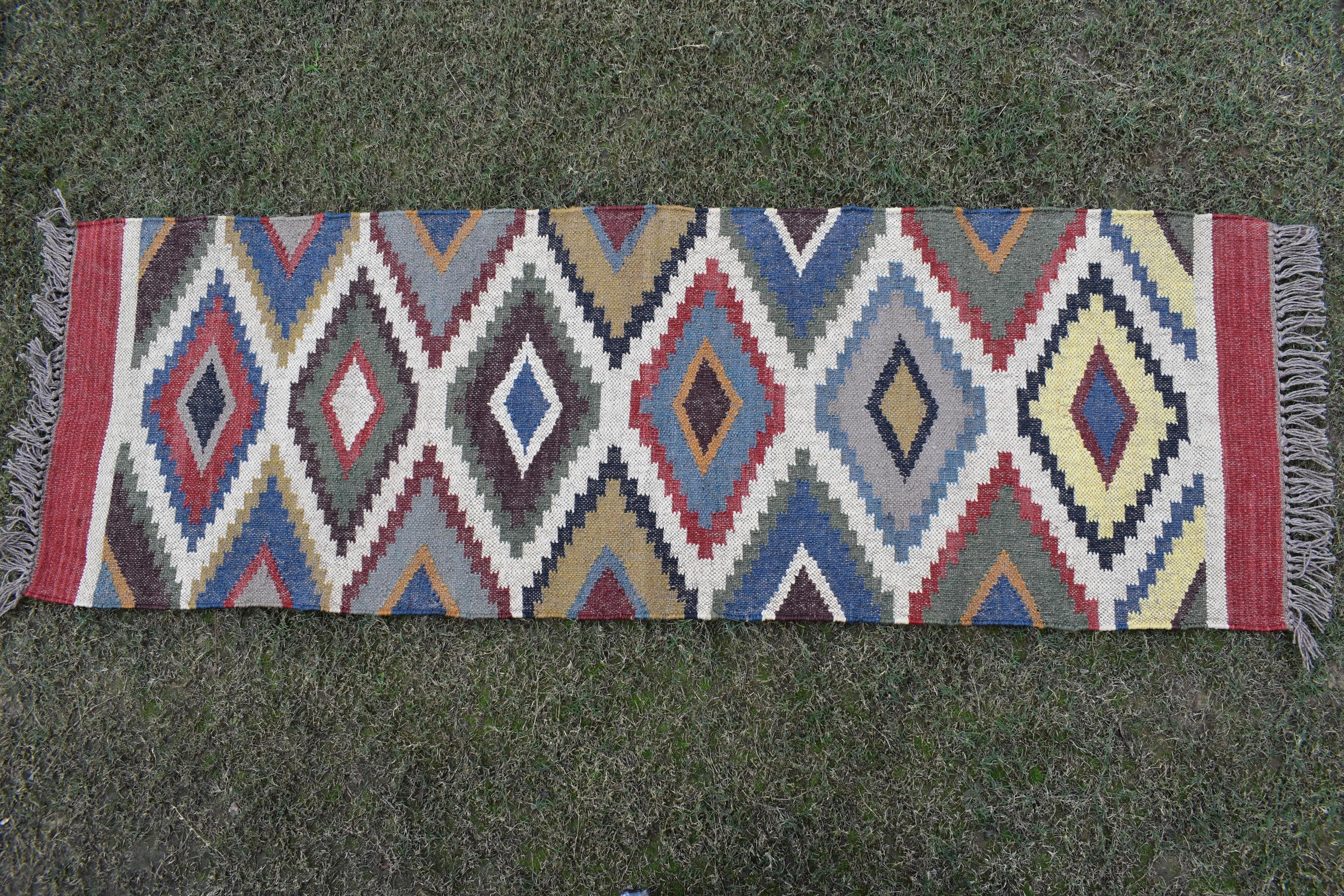 Handwoven Wool Jute Runner Rug size | Boho Hallway & Stair Runner Natural Kilim Carpet for Living Room Rustic Home Decor