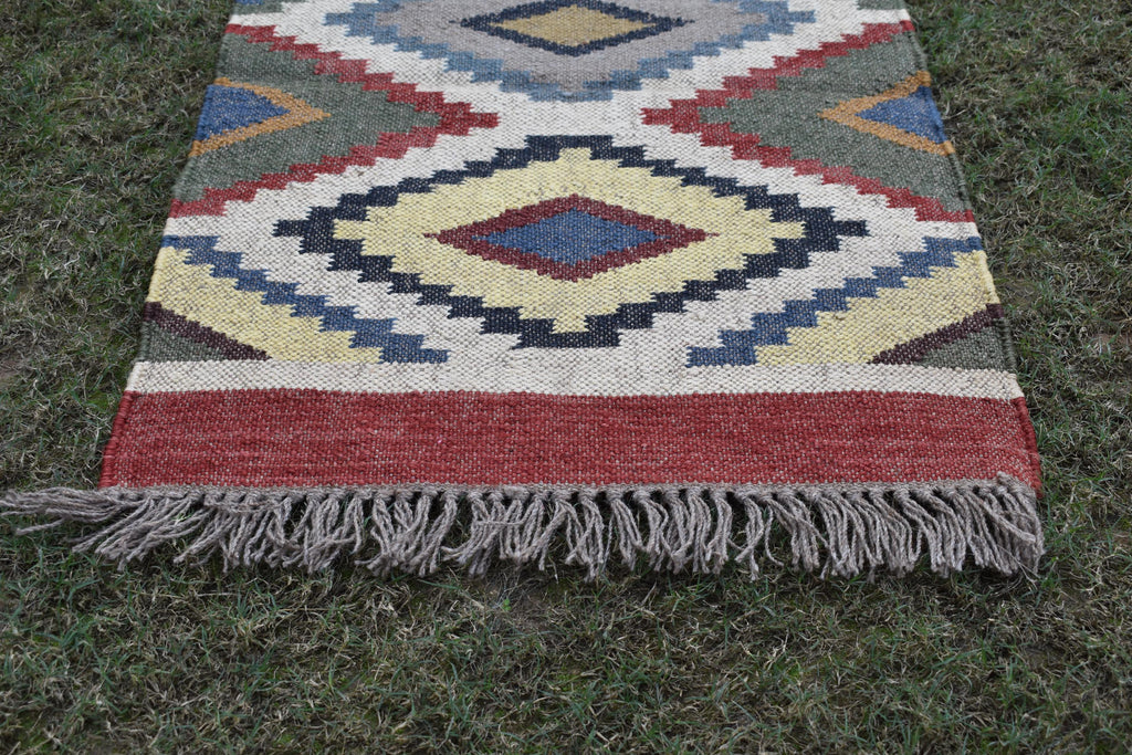 Handwoven Wool Jute Runner Rug size | Boho Hallway & Stair Runner Natural Kilim Carpet for Living Room Rustic Home Decor