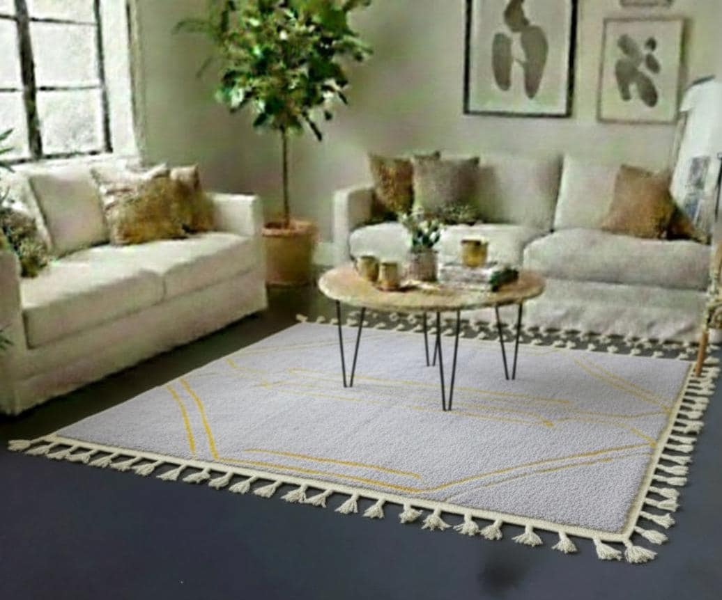 Unique Beniourain Carpet 6x9, Moroccan Handmade Wool Rug, Striped Tufted Area Rug, Berber Handwoven Rug Living Room Carpet