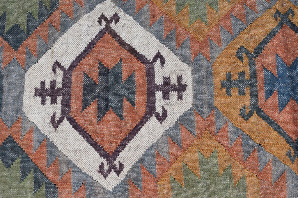 Handwoven Tribal Kilim Runner | Geometric Diamond Pattern | Wool Flatweave Runner Rug | Southwestern Boho Style
