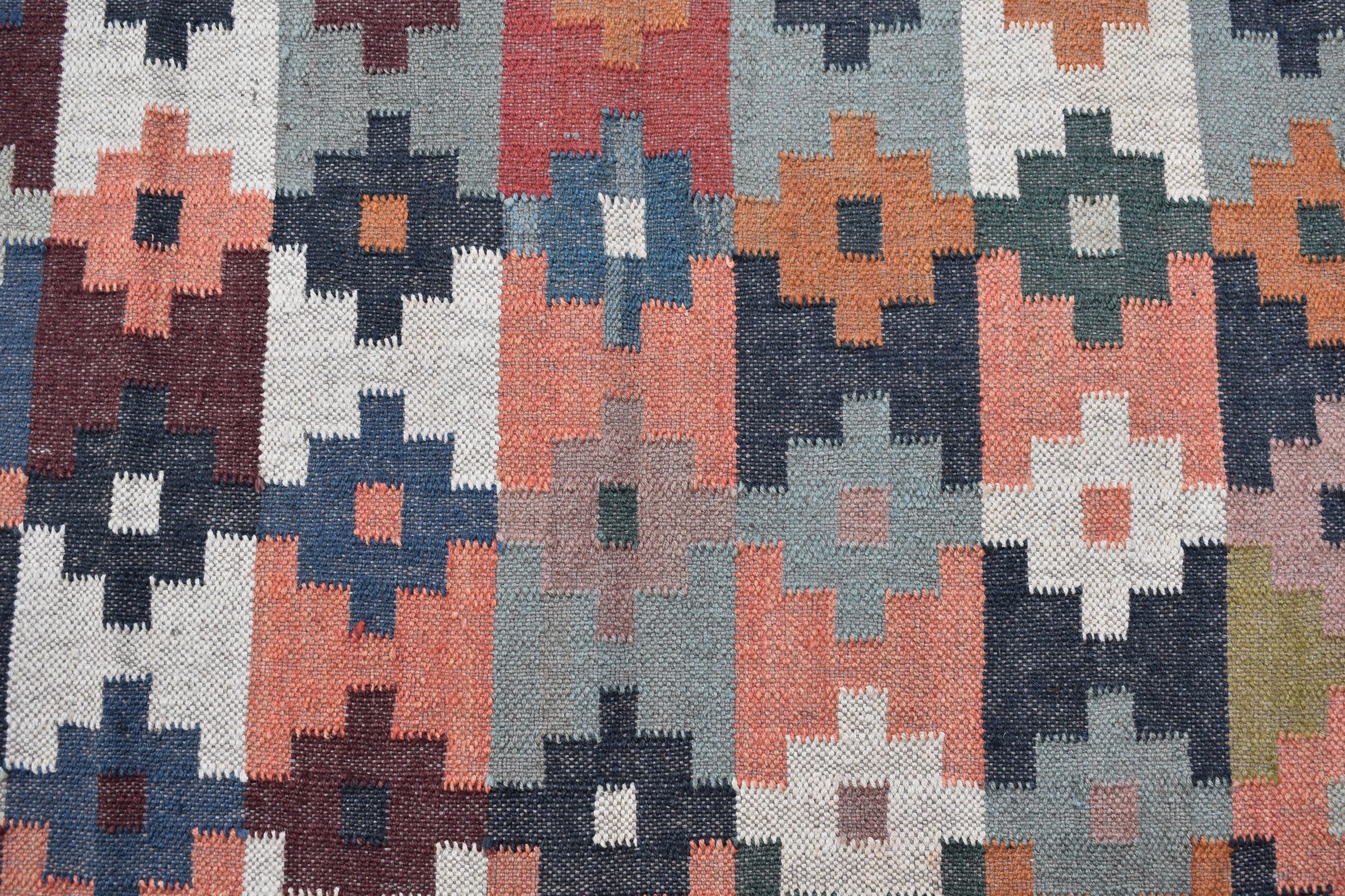 Handwoven Wool Kilim Area Rug | Tribal Diamond Medallion Pattern | Rustic Boho Flatweave Rug | Ethnic Home Decor | Handwoven Wool Rug
