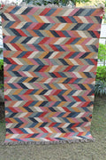 Hallway Handwoven Wool Kilim Area Rug | Tribal Diamond Medallion Pattern | Rustic Boho Flatweave Rug | Home Decor | Bohemian Home Decor
